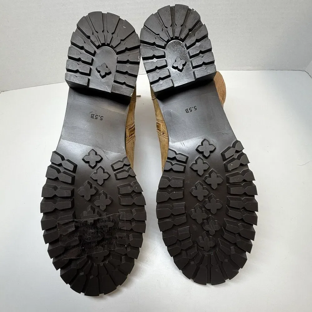Kate Spade New York Reagan Faux Stearling Lined Lug Sole Suede Boot Sz 5.5 New